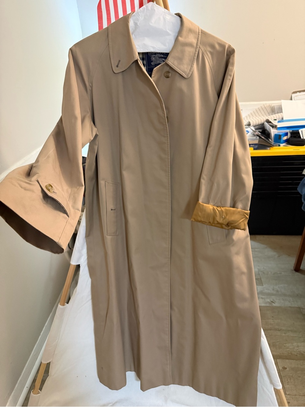 Burberry Beige Women's Trench Coat with Gold Lining Detail